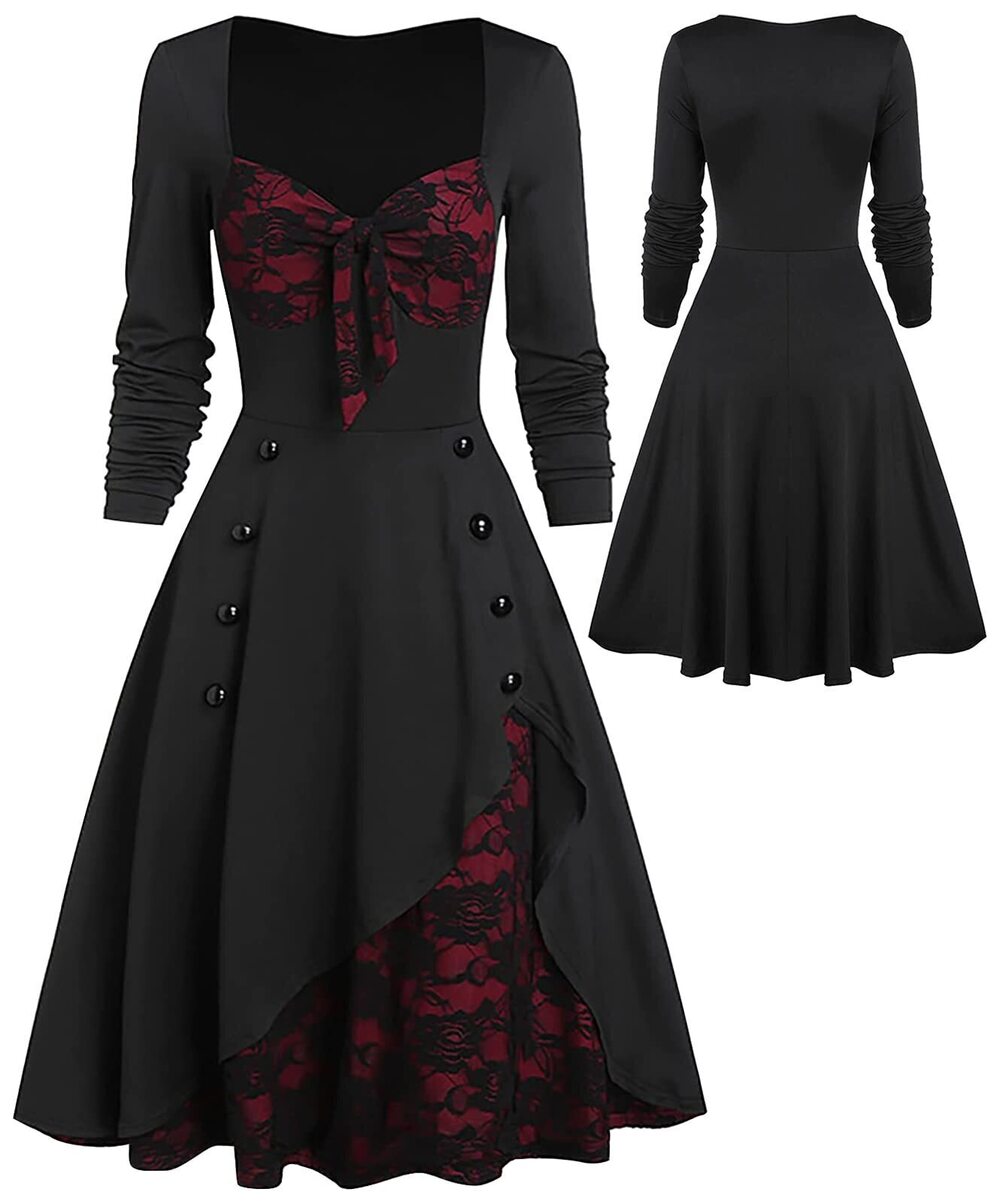 7838 Renaissance Dress Lace Gothic Flare Punk Dress Skirts Costumes